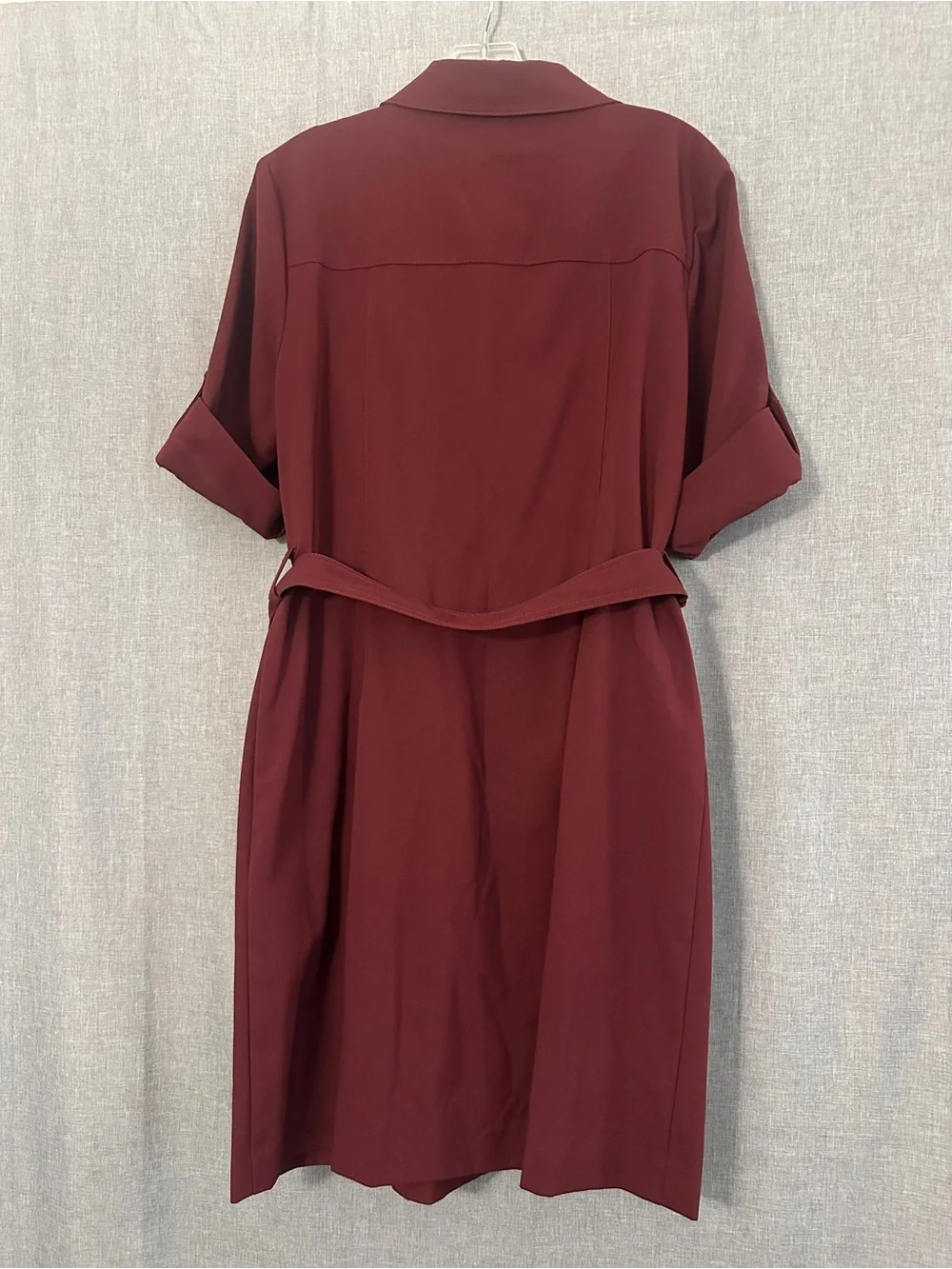 Michael Kors Burgundy Utility Midi Dress with Belt